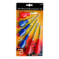 6pc Cabinet Handle Screwdriver Set with red and blue handles in blister packaging