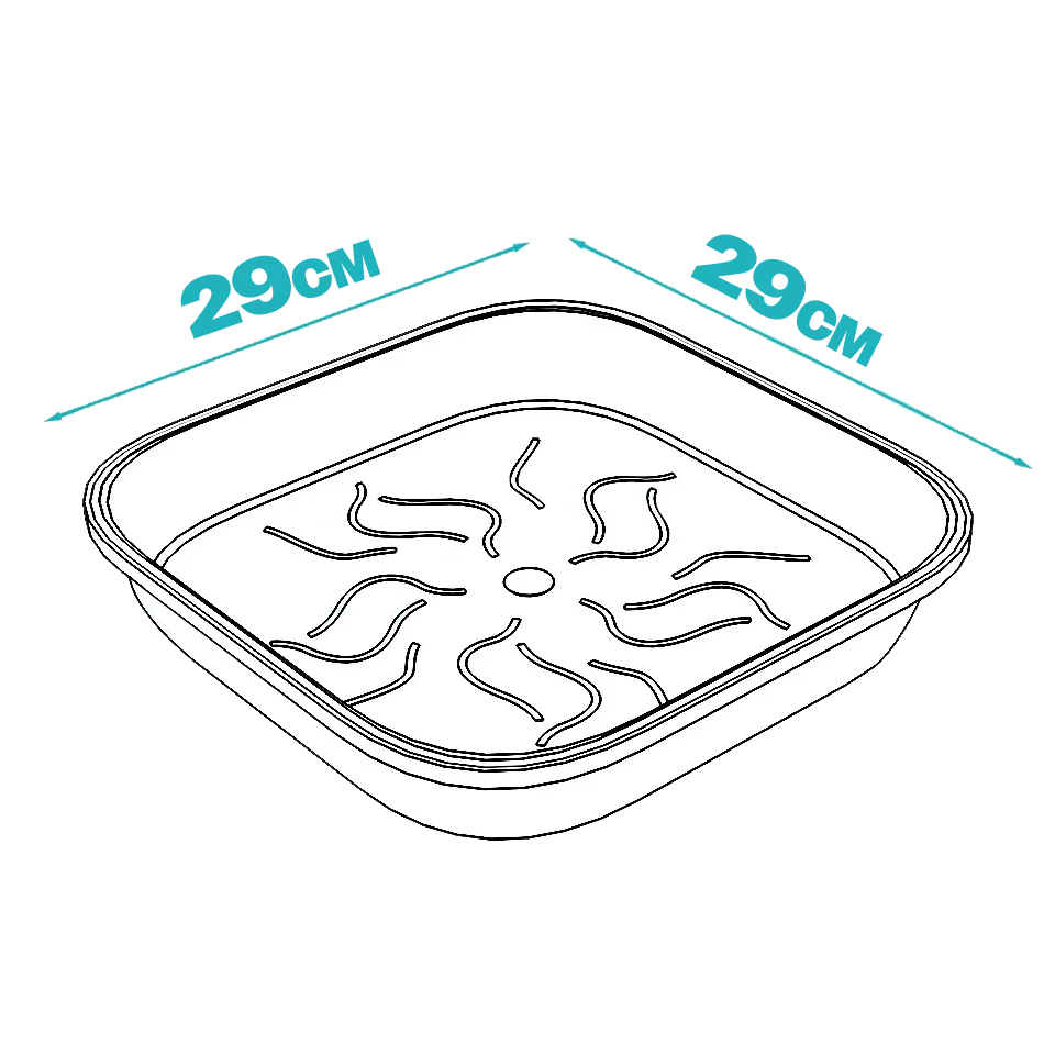 Heavy duty, reusable plastic trays suitable for a variety of pot sizes. Featuring a deep ridged base, these trays aid water