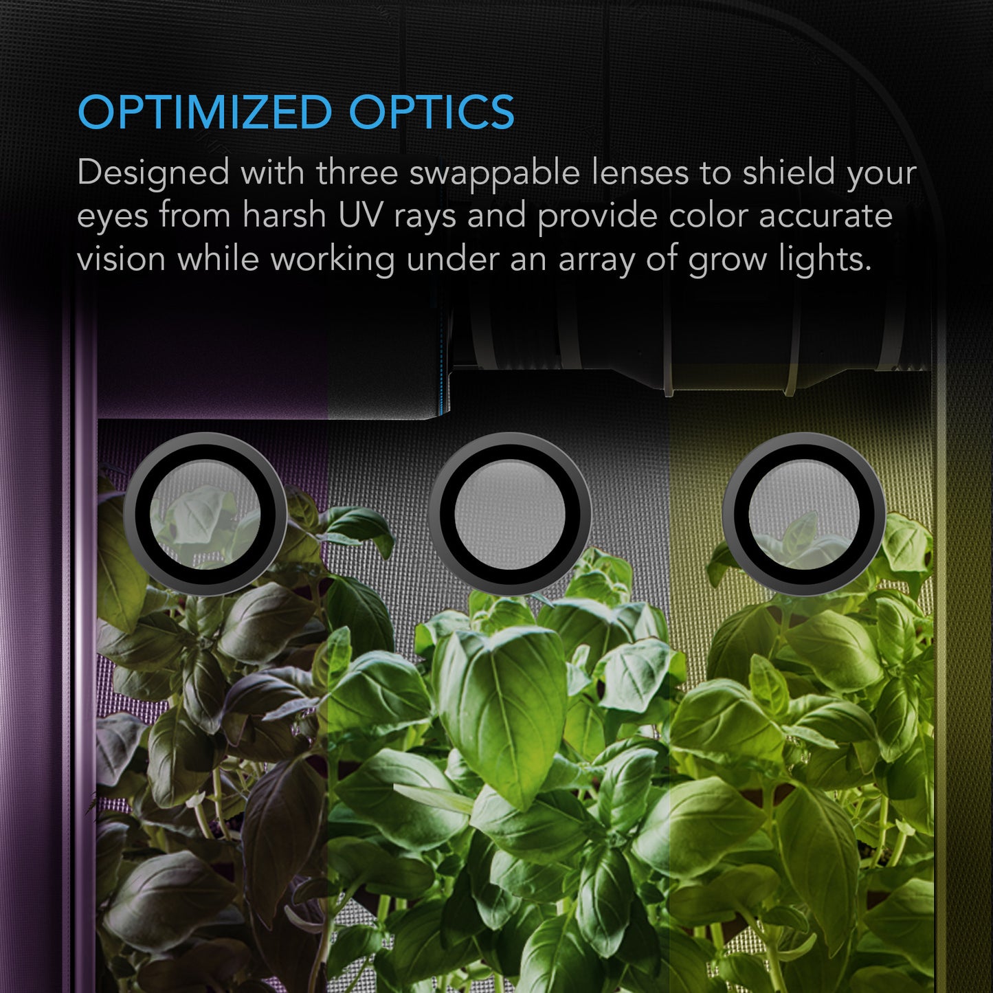 AC Infinity Grow Room Glasses, 3 Color Corrective Lenses