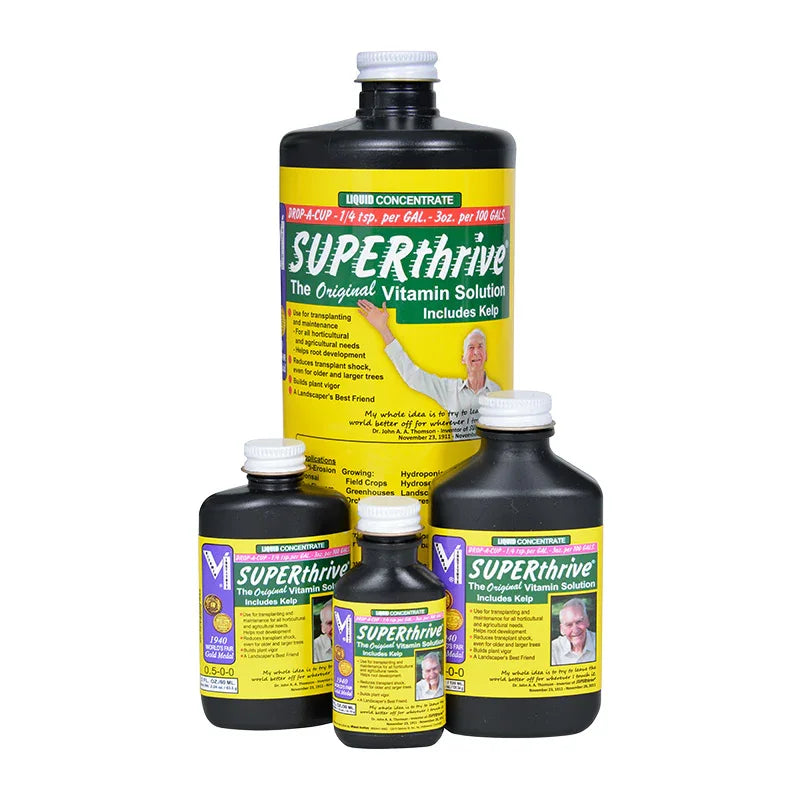 SUPERthrive THE ORIGINAL, ULTRA-CONCENTRATED, PLANT VITAMIN SOLUTION Reduces plant stress Reduces transplant shock Revives