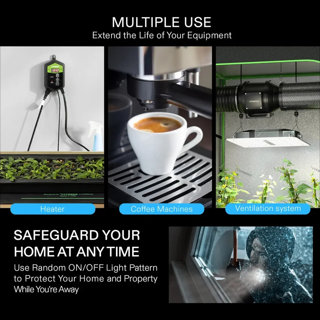 VIVOSUN 7 Day Digital Timer with Dual Outlet - Default Title - DiscountHydro.com - 19.00 - Lighting > Timers & Controllers, Vivosun