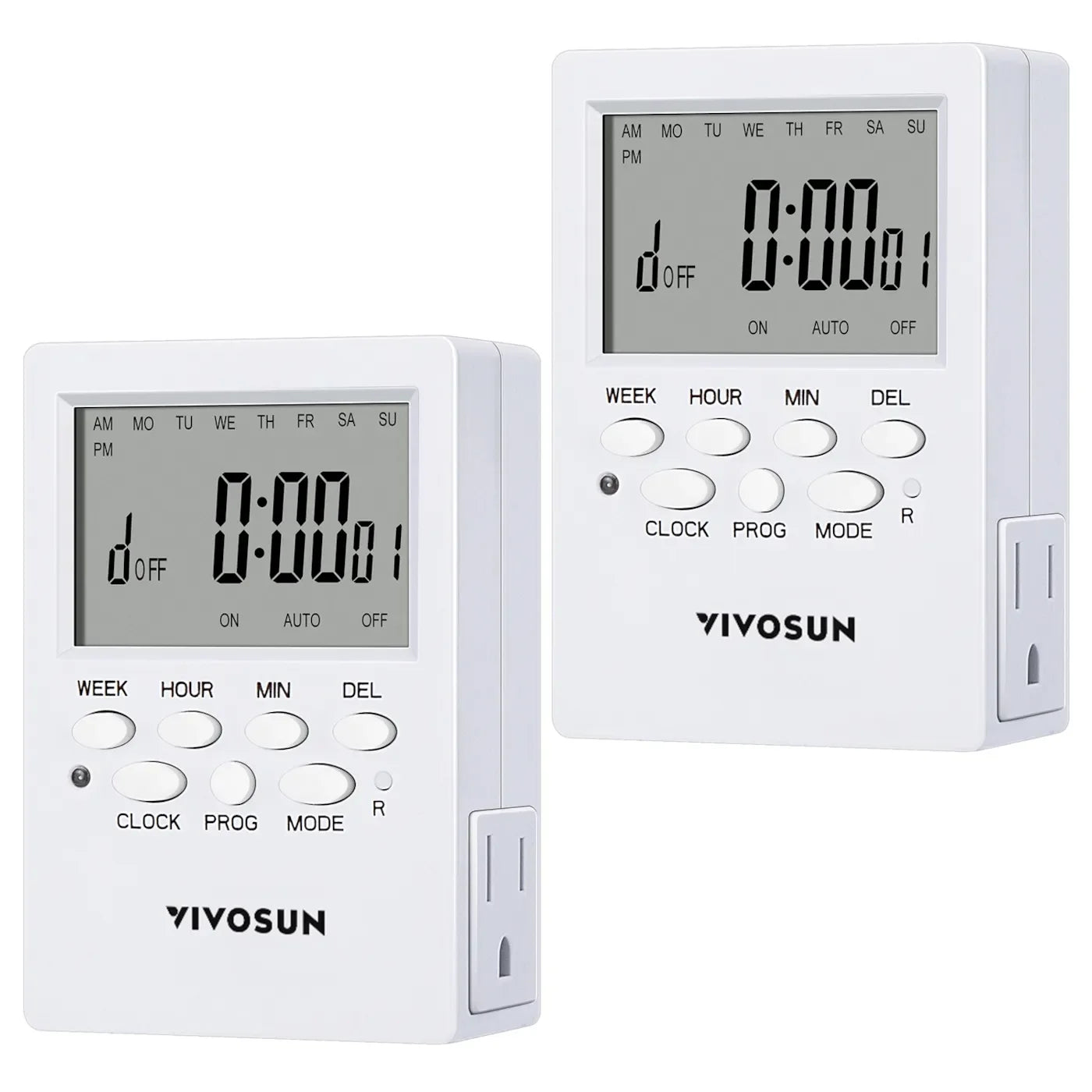 VIVOSUN 7 Day Digital Timer with Dual Outlet - Default Title - DiscountHydro.com - 19.00 - Lighting > Timers & Controllers, Vivosun