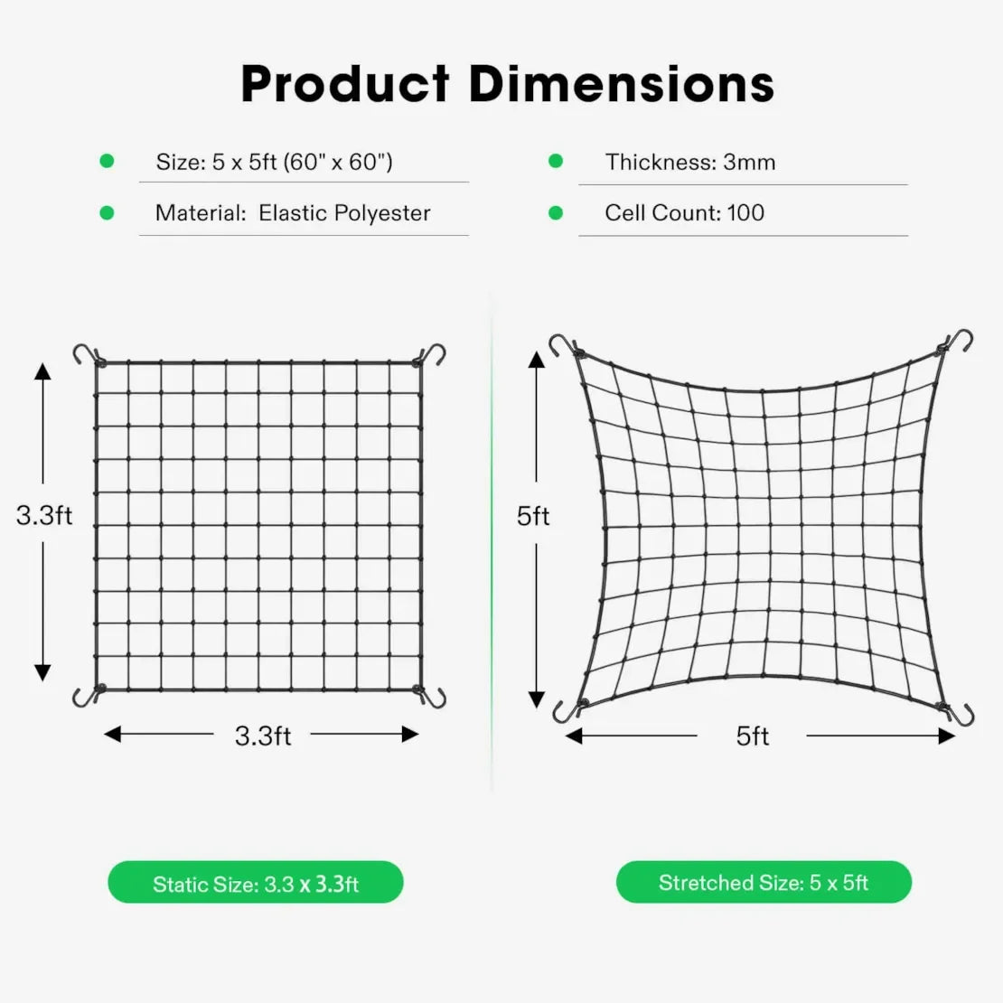 Trellis Netting - 0.6M x 1.2M (2ft x 4ft) With 4 Hooks - DiscountHydro.com - 9.99 - Tools and Accessories, Tools and Accessories > Plant Supports, Vivosun