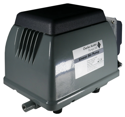 Enviro ET Series air pump, a robust weatherproof unit with energy-efficient green drive technology for high water aeration flow.