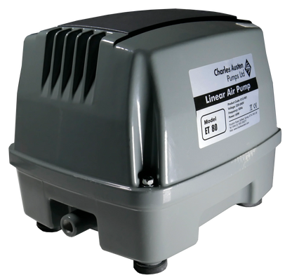 Enviro ET Series air pump, a robust weatherproof unit with energy-efficient green drive technology for high water aeration flow.