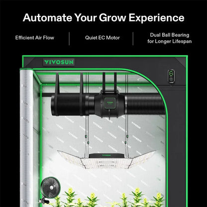 AeroZesh Inline EC Fan - S4 Inline EC Fan 4″ (353 m³/hr) + E12 Controller - DiscountHydro.com - 88.00 - Fans & Filters > Fan Controllers, Fans & Filters > Inline / Intake Fans, Vivosun