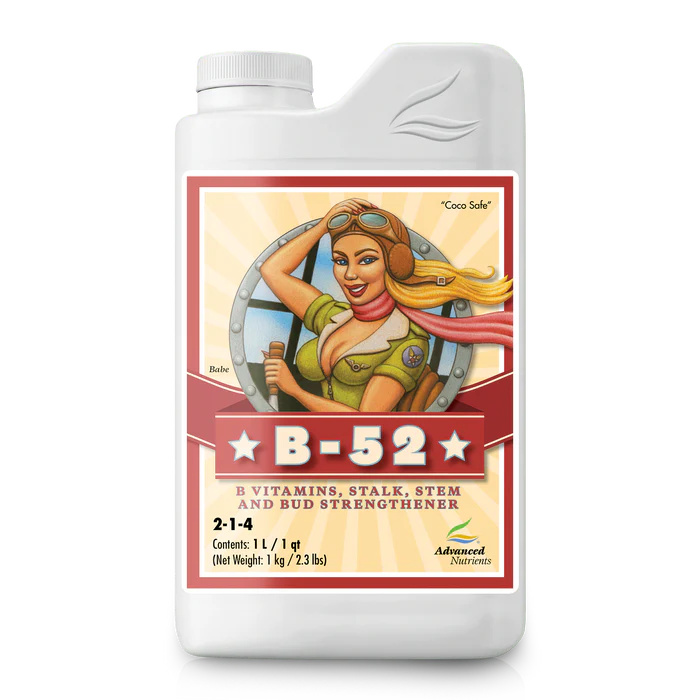 B-52 fertilizer bottle with a vintage-style label on a white background