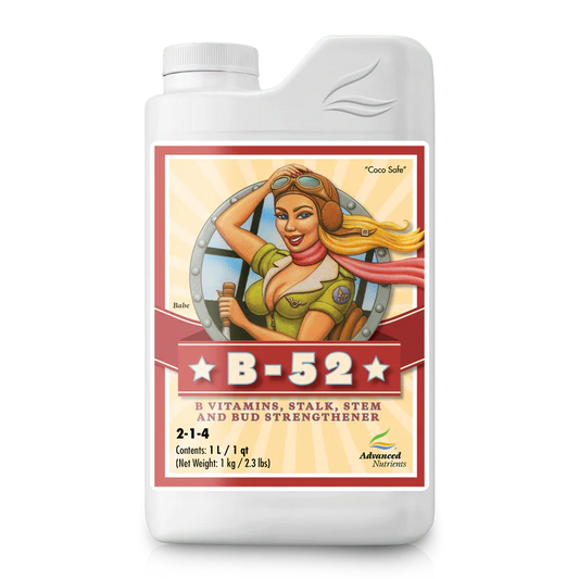 B-52 fertilizer bottle with a vintage-style label on a white background