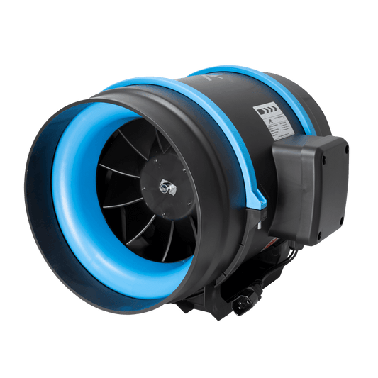 Ventilation fan with blue rim on a transparent background