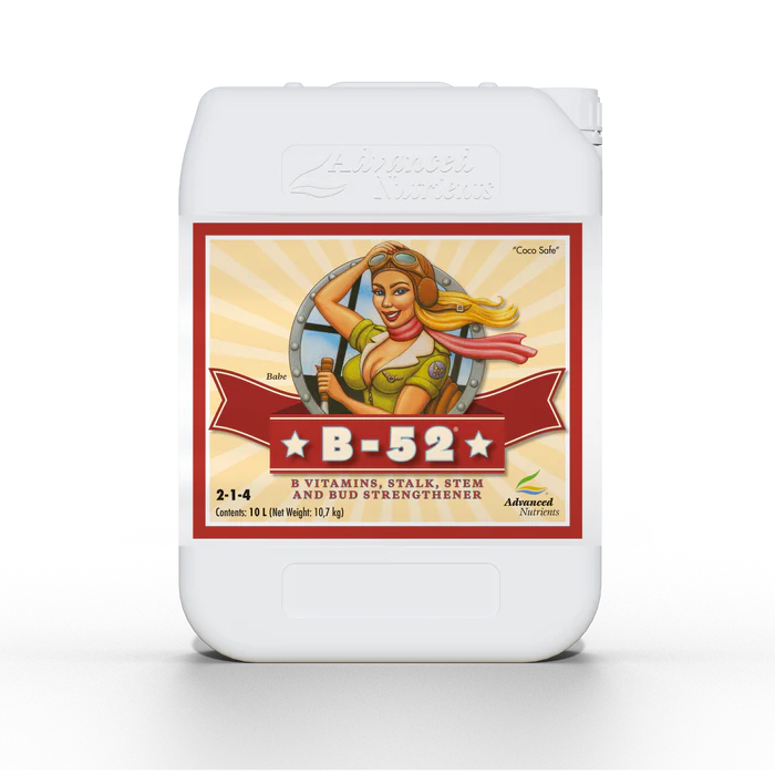 B-52 fertilizer container with vintage-style label on a white background