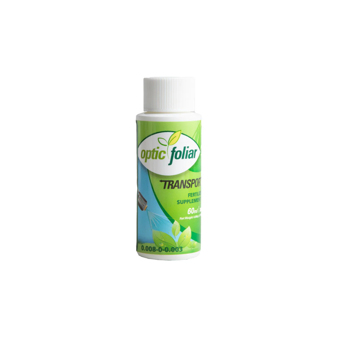 Bottle of Optic Foliar on a white background
