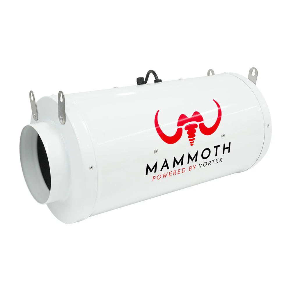 White cylindrical device with 'Mammoth' and 'Vortex' branding on a white background