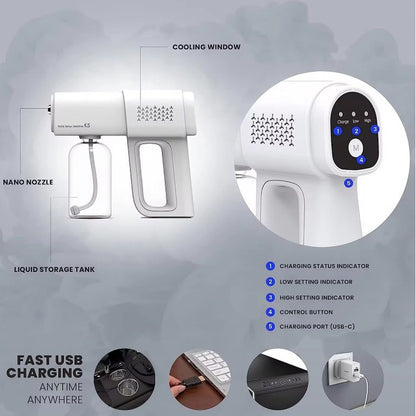 Cordless Nano Fogging Spray Gun - Rechargeable Electrostatic Sprayer