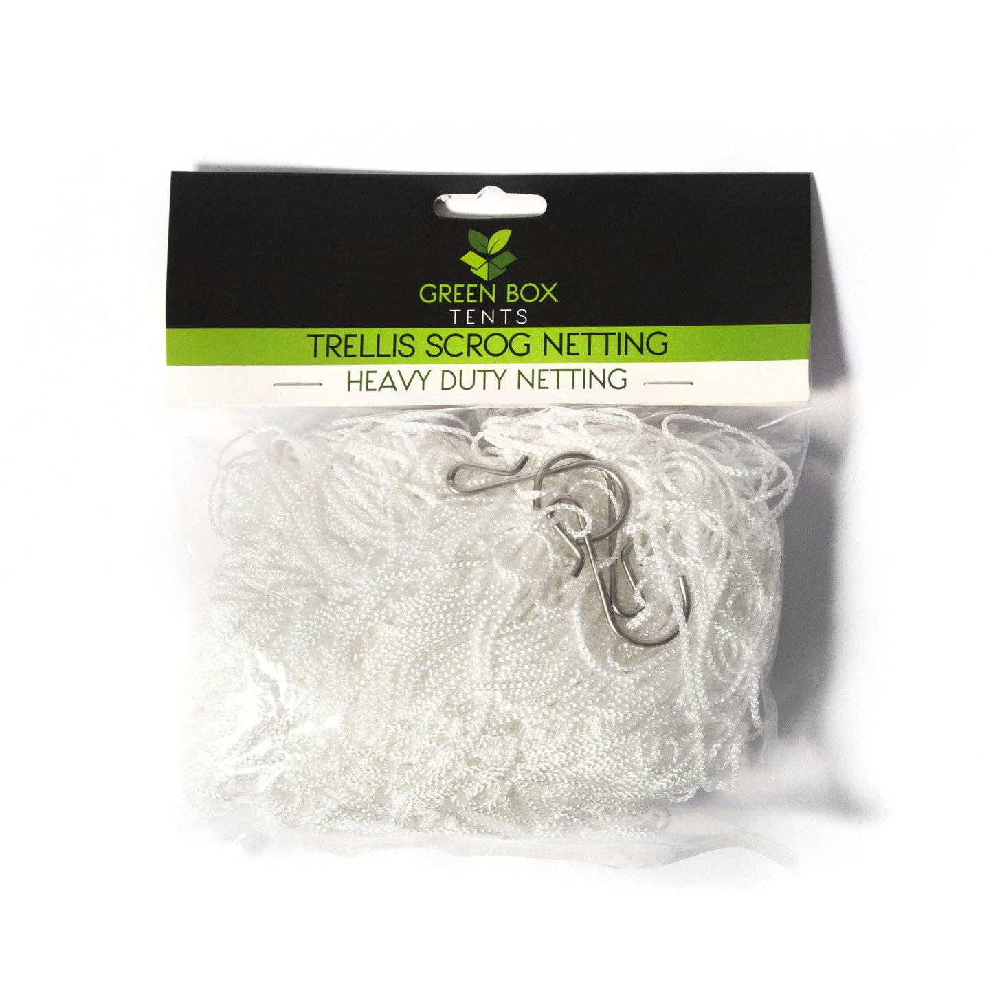 Green Box Tents trellis scrog netting packaging on a white background