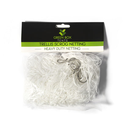 Green Box Tents trellis scrog netting packaging on a white background
